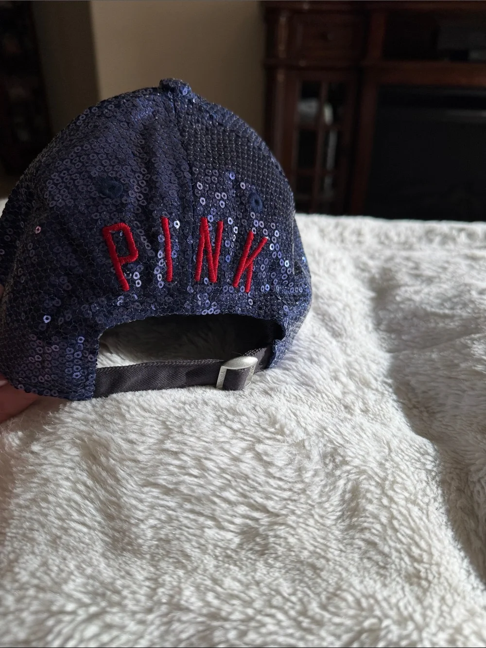 PINK Victoria's Secret Navy Sequin Cleveland Indians Baseball Cap with Red C